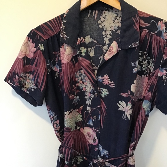 Vintage Purple Floral Dress Size S/M - Picture 1 of 2